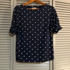 Style & Co. Navy Polka Dot Heart Blouse